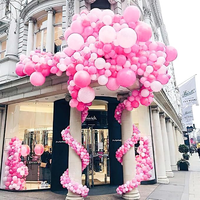 PartyWoo Pink Balloons 50pcs 12 Inch Matte Pink Balloon Arch Kit - Image 5