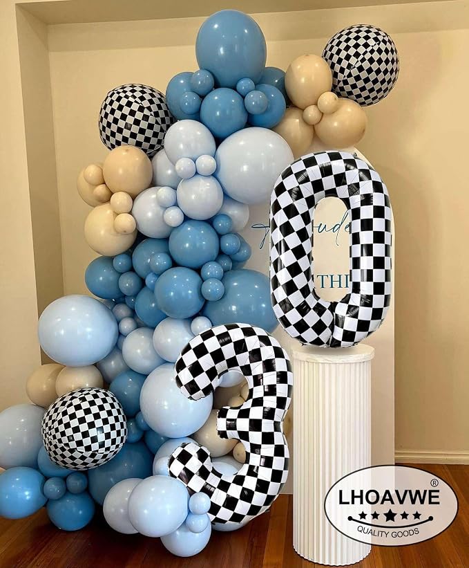 Checkered Number 2 Balloons 40 Inch Giant Race Car Checkered 2 Balloons - Image 7
