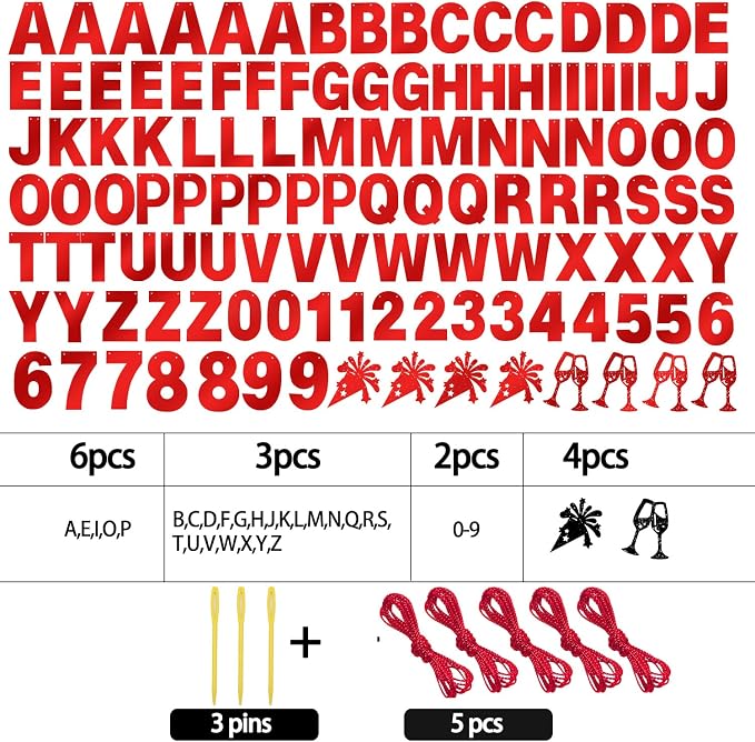 129Pcs Glitter Customizable Banner Kit DIY Custom Letter Banners Happy Birthday - Image 2