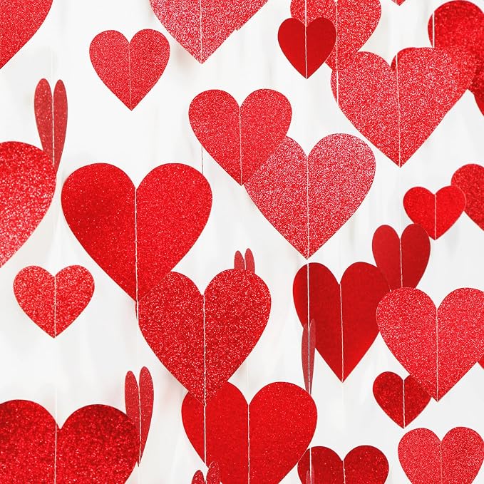 Valentines-Day Party Decorations Red Heart-Garland - 52ft Special Night by Panduola