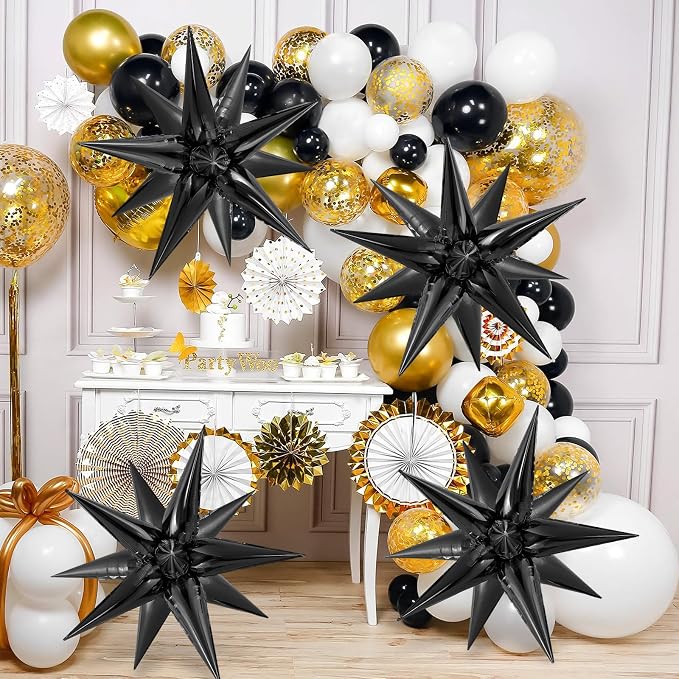 72 Pcs Star Balloons Foil Explosion Balloons Magic 12 Point Star Cone Balloon - Image 2