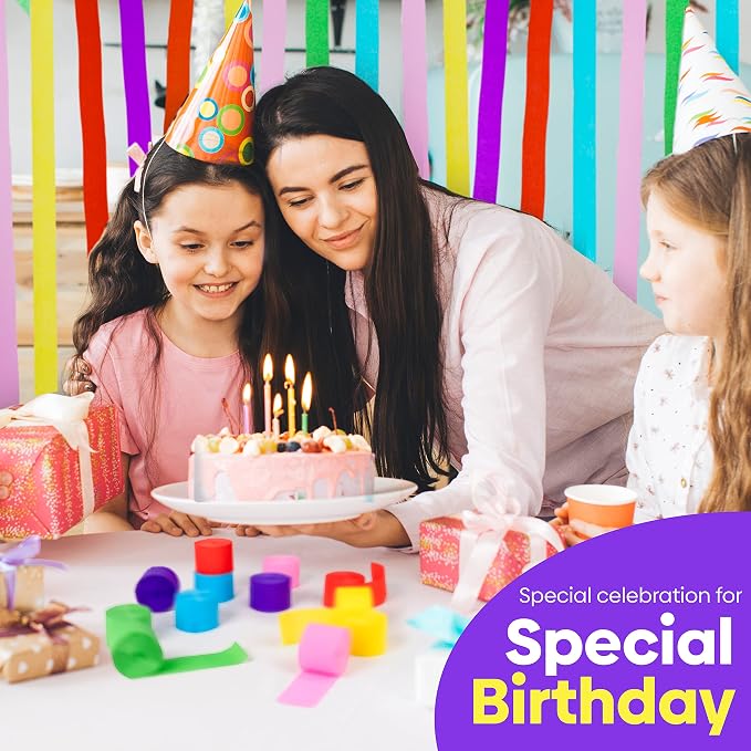 12 Rainbow Streamers, 984ft Pack of Crepe Paper Party Decorations | Each roll - Image 5