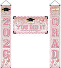 Pink Graduation Decorations Graduation Banner Class of 2026 Congrats Grad Porch by Unknown