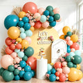 Boho Rainbow Retro Colorful Balloon Arch Kit, Party Decor | Teal Blue, by Zesliwy