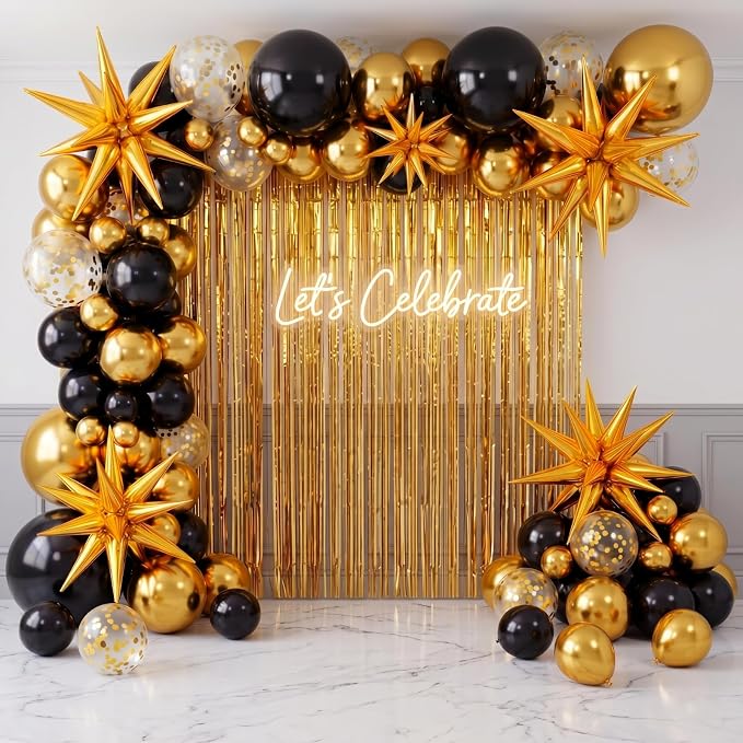Capoda 148 Pcs Black Gold Balloon Garland Arch Kit by Capoda