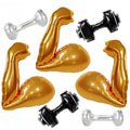7Pcs Gym Birthday Party Decorations/Gold Bicep Muscle Balloon + Mini Dumbbell by baoonworlld