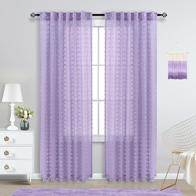 Purple Sheer Curtains 84 Inch Length - Image 2