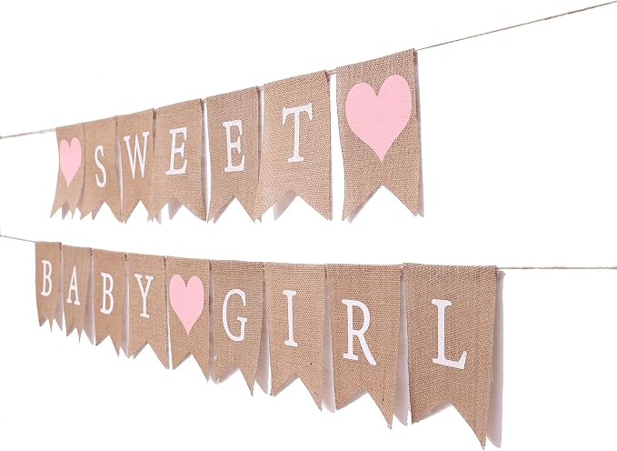 Sweet Baby Girl Burlap Banner - Image 6