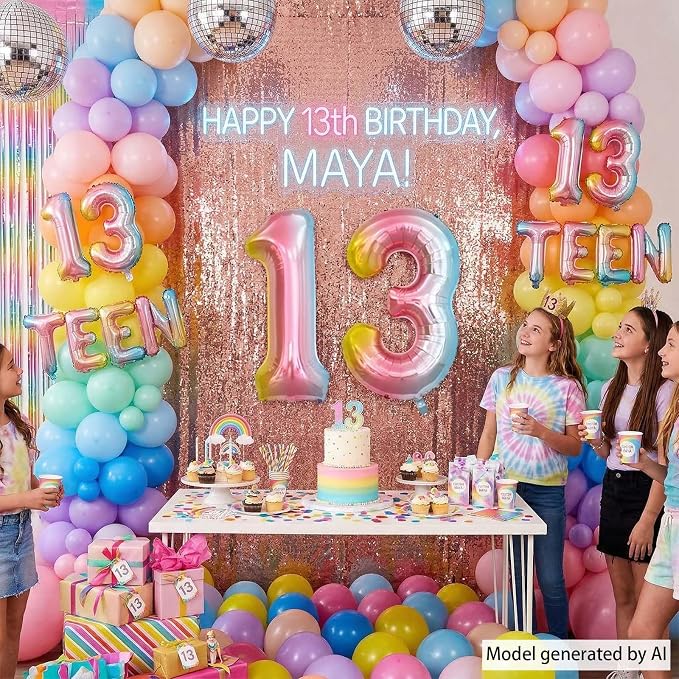 Rainbow Ombre Number 13 Balloon 40 Inch Pastel Foil - Image 2
