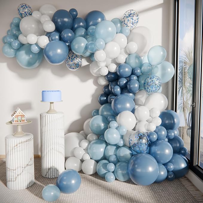 Vellax 146-Pc Balloon Garland Arch Kit, Dusty & Light Blue, light blue & white by Vellax