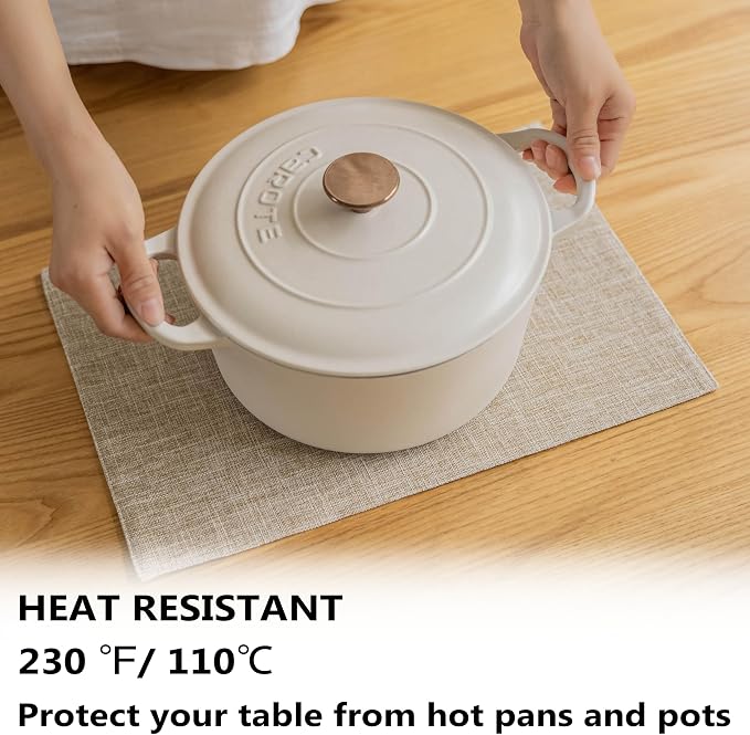 Demetex Burlap Placemats Set of 4 Heat Resistant Decorative Cloth Place Mats - Image 4