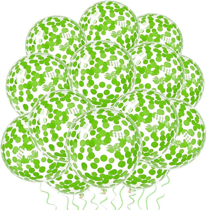 VHUWE Lime Green Confetti Balloons 25 Pcs, 12 Inch Thickened Clear Latex Balloon by VHUWE
