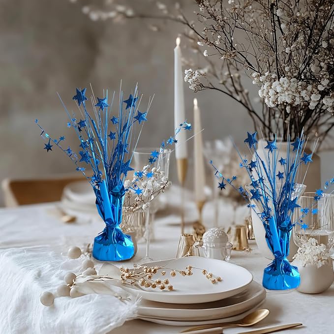 12 Pack Metallic Blue Foil Spray Centerpieces Stars Brust Table Centerpieces - Image 3