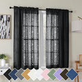 Simplebrand Black Semi Sheer Curtains 54 Inch Length 2 Panels, Geometric by Simplebrand