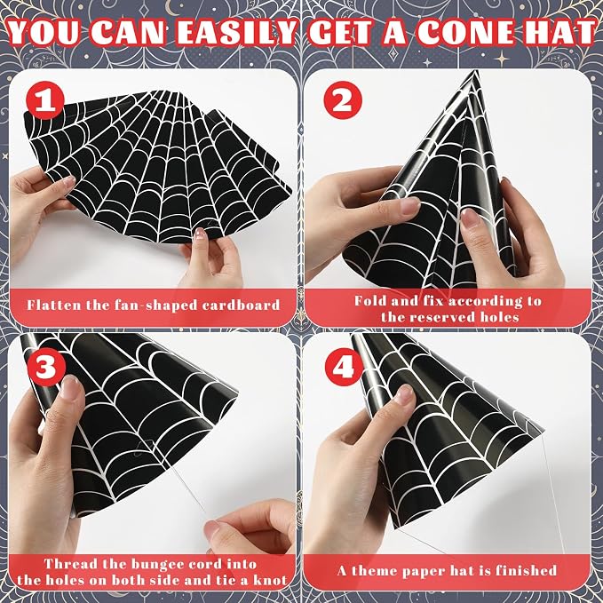Watersay 24 Pcs Themed Party Hats Theme Cone Paper Hats - Image 6