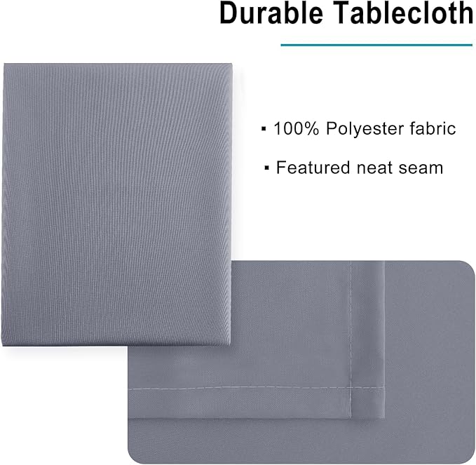 Hiasan Light Gray Rectangle Tablecloth - Waterproof Spillproof and Wrinkle Resistant Washable Polyester Table Cloth for Dining Party, 70 x 90 inch