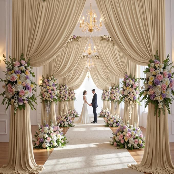 50ft×14ft Long Champagne Backdrop Curtain - Image 6