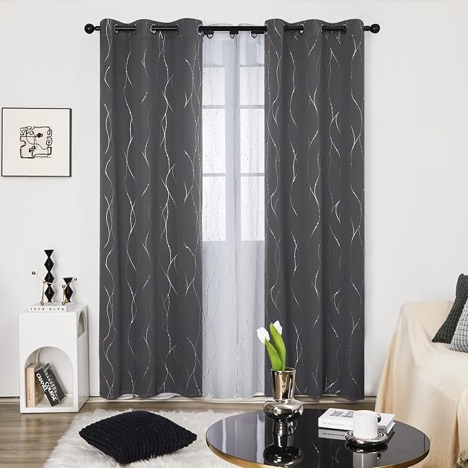 Deconovo Living Room Curtains 84 Inches Long, Thermal Insulated, Room Darkening - Image 2