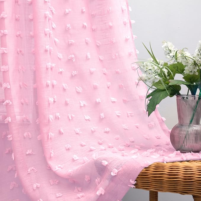 KOUFALL Light Pink Curtains for Girls Room, Nursery Curtains Girl, Baby Pink by KOUFALL