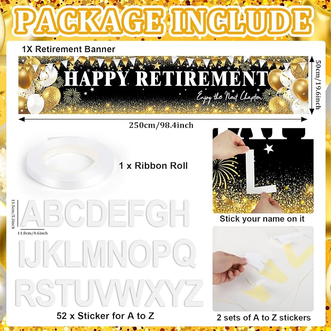 Happy Retirement Banner, Personalized Retire Banner - Image 2