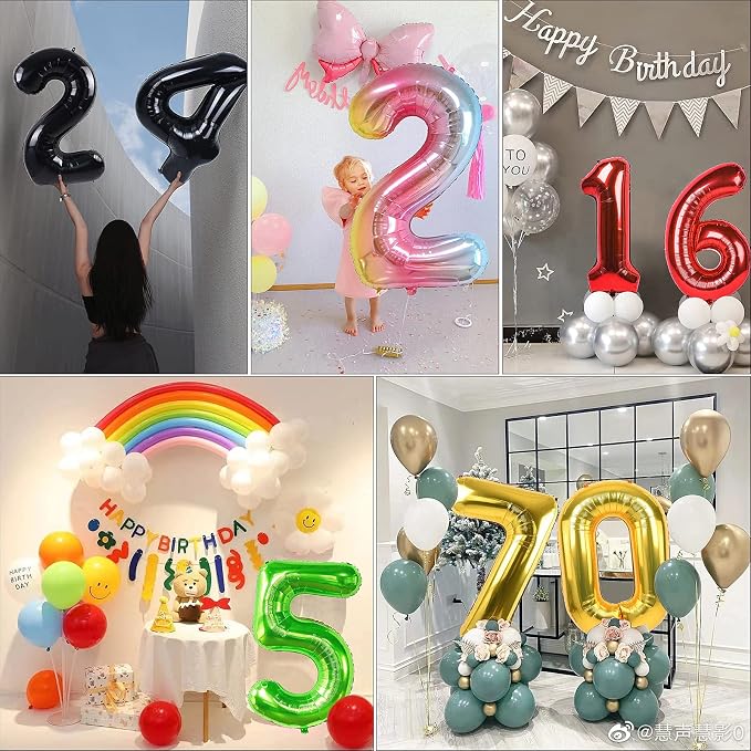 40 Inch Number Balloons 0-9 Rainbow Gradient Large Number 10 Balloons, Digital - Image 9