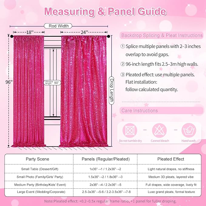 Glitter Fuchsia Backdrop Curtains - Image 6