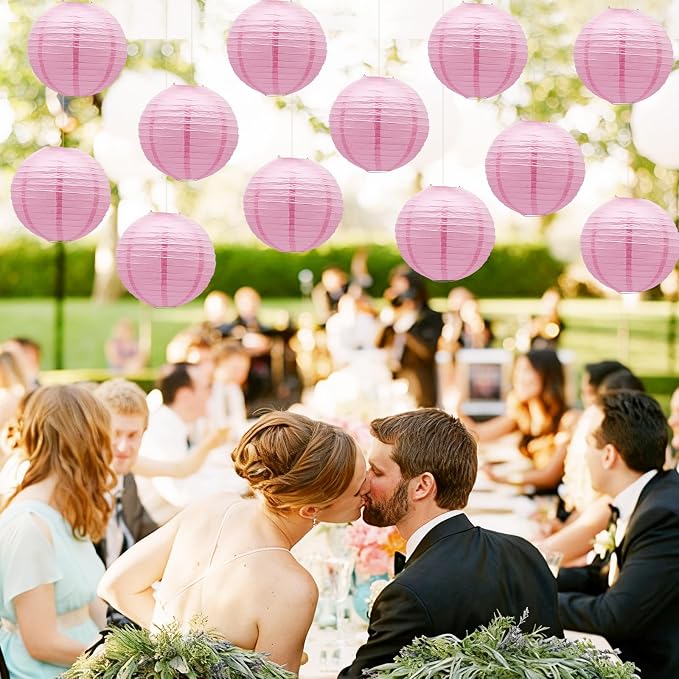 Pink Paper Lanterns Hanging Chinese Round Lanterns - Image 7