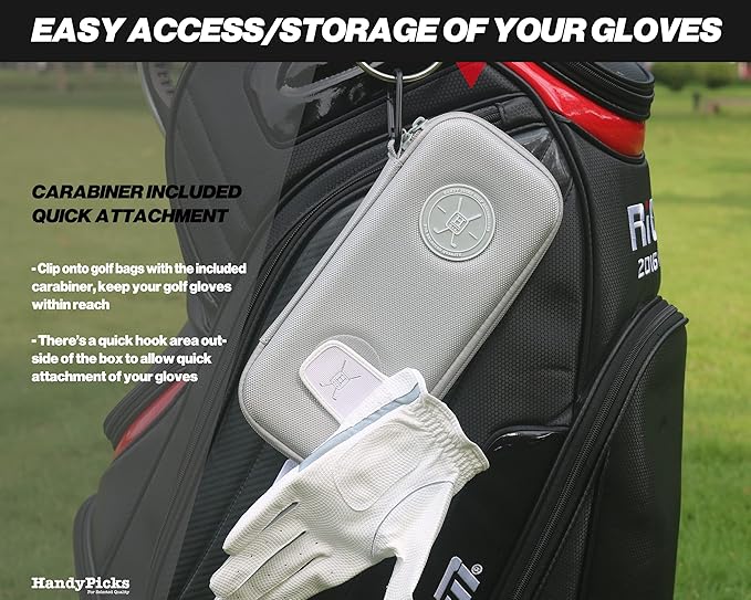 Handy Picks Performance Golf Glove Case - Golf Gloves Holder Case That Protects n Keeps Your Golf Gloves Neat n Dry - Air Flows Through on The Back Cover to Let The Moisture Out