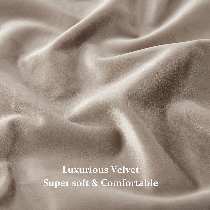BULBUL Taupe Velvet Blackout Curtains 108 inch Long - Image 6