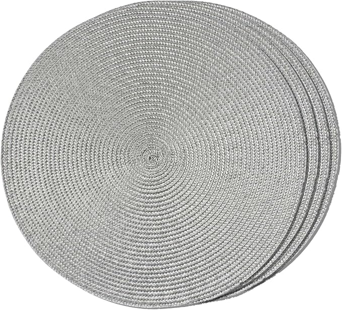 FunWheat Round Braided Placemats Set of 4 Table Mats by FunWheat