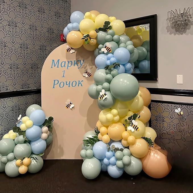 Blue and Green Balloons Sage Green Dusty Blue Yellow White Sand Balloons | - Image 6