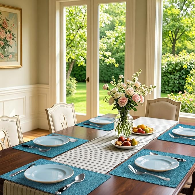 Homaxy Cloths Placemats for Dining Table Set of 4, Aqua | Heat Resistant - Image 2