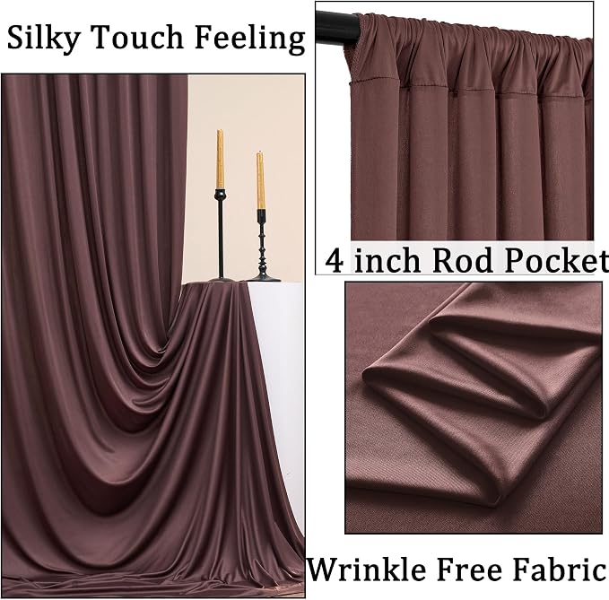 40ft x 10ft Wrinkle Free Brown Backdrop Curtains - Image 2