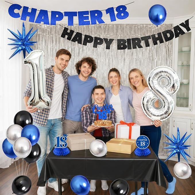 18th Birthday Decorations for Boys and Girls, Fringe Curtains, Tablecloth and - Image 5