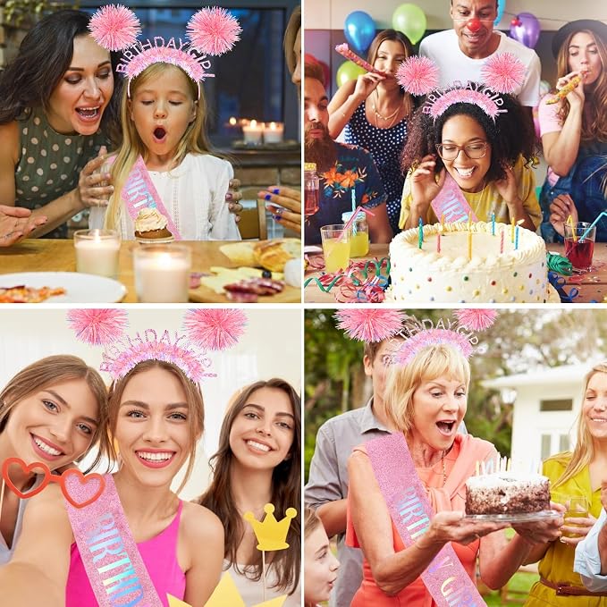 CIEHER Birthday Girl Headband Birthday Crown - Image 5