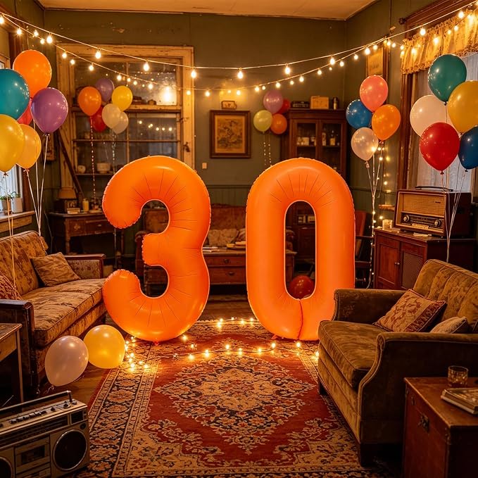 Fluorescent Orange Number Balloon 40 inch Giant Foil Helium Balloons Orange - Image 4