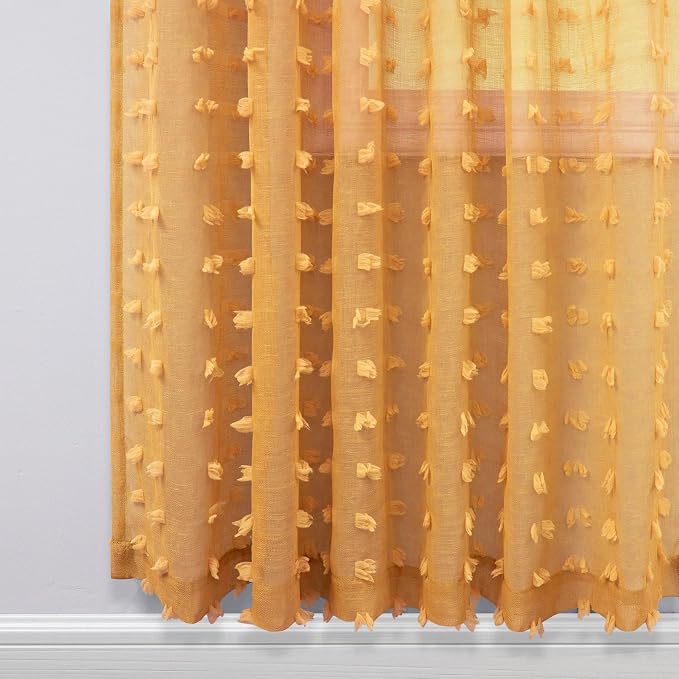 Mustard Yellow Textured Curtains 84 Inch Length 2 Panels - Image 5