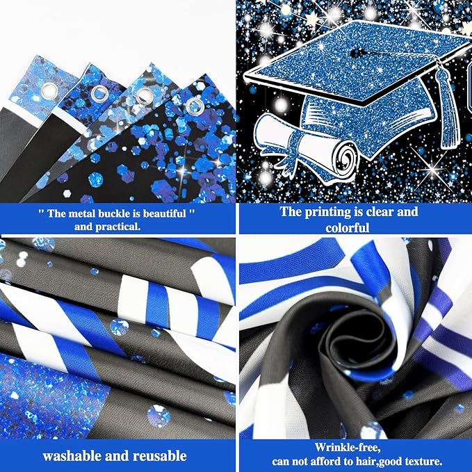 Blue Silver Graduation Party Decorations/Congrats Grad Graduation Banner Navy - Image 5