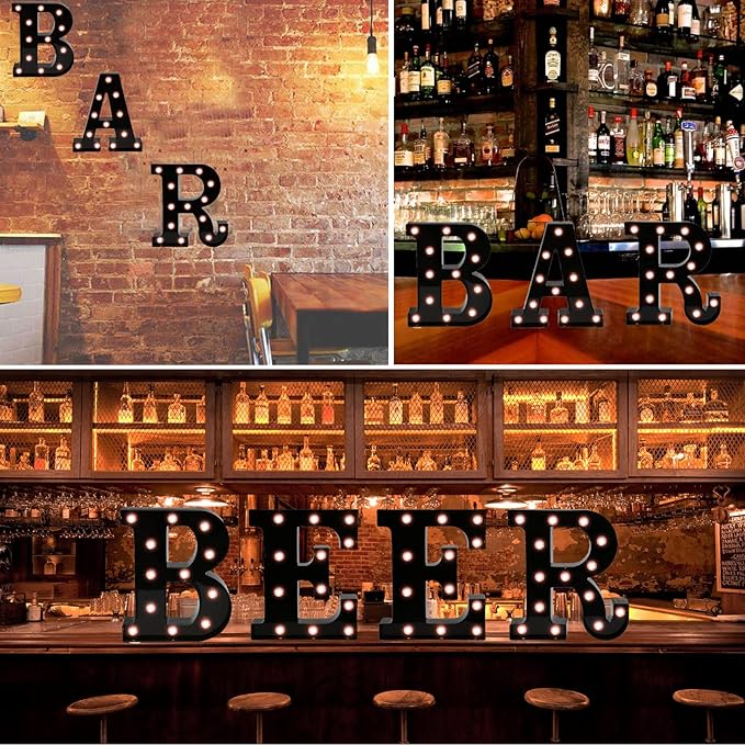 OYCBUZO Light Up Black Alphabet Marquee Letters Sign LED Marquee Number Lights Sign for Night Light Home Bar Christmas Lamp Birthday Party Wedding Decoration G