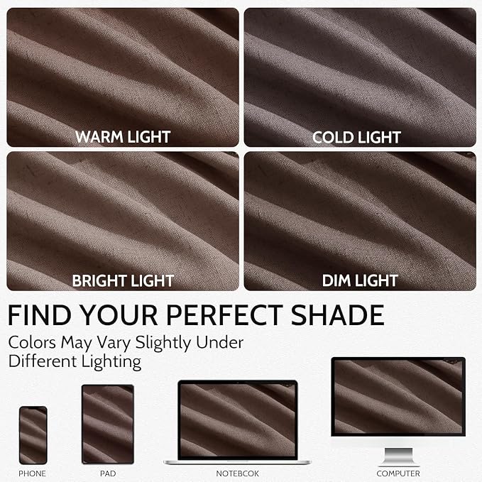 Cappuccino Linen Curtains for Living Room 100 Inches Long Light Filtering Semi - Image 3