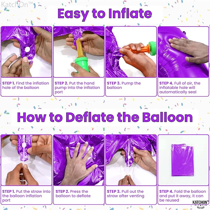 KatchOn Purple Giant 40 Inch Number 10 Balloon, 10th Birthday Decorations - Image 3
