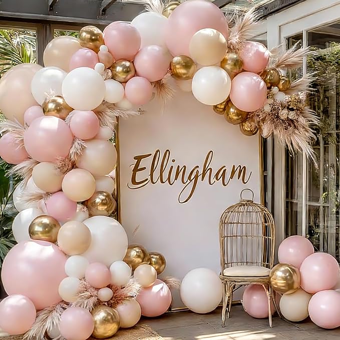 Pink White and Gold Balloon Arch Kit 144 Pcs | Boho Birthday Sweet 16 Bridal by Vanjehou