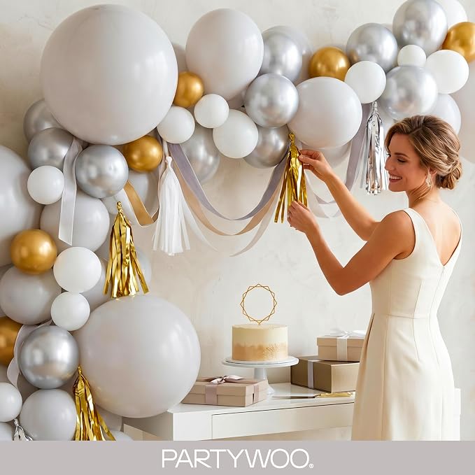 PartyWoo Gray Balloons 155pcs Different Sizes Pack of 18 12 10 5 Inch Matte - Image 9
