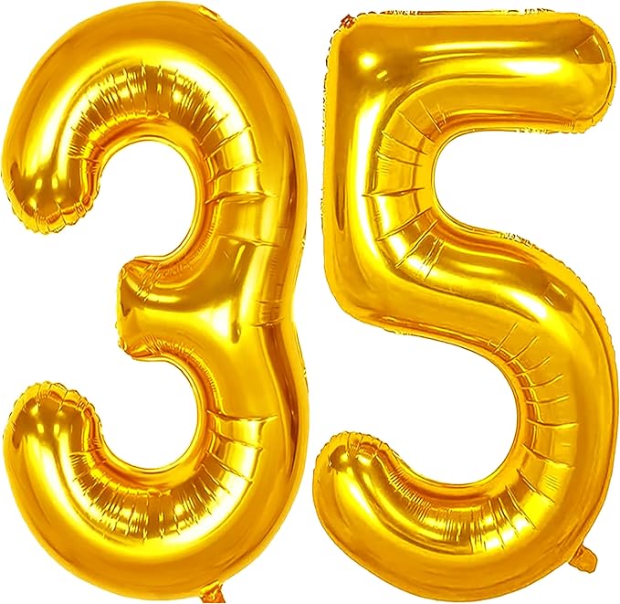Jonhamwelbor 35 Gold Balloons 40 Inch Number 35 or 53 Big Giant Jumbo Huge Foil by Jonhamwelbor