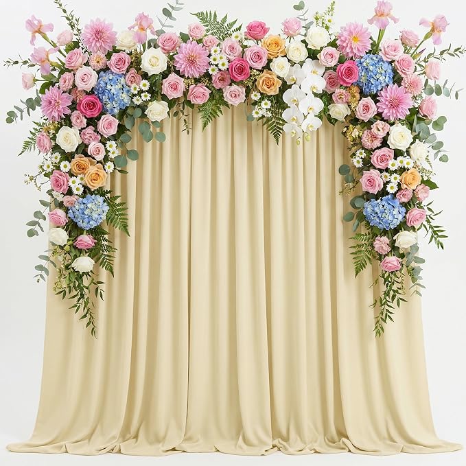 Beige Backdrop Curtain for Wedding Parties Backdrop Drapes 10x8FT | Wrinkle by Wokceer