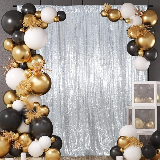 Silver Sequin Backdrop Curtains by JuyaDelight