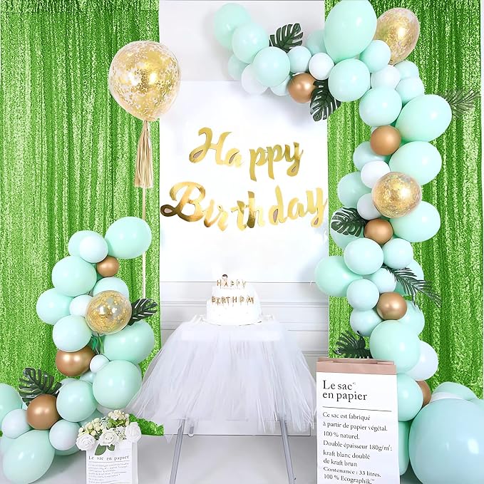 Hahuho Light Green Sequin Backdrop Curtain, Banquet Decoration（6 Panels - Image 7
