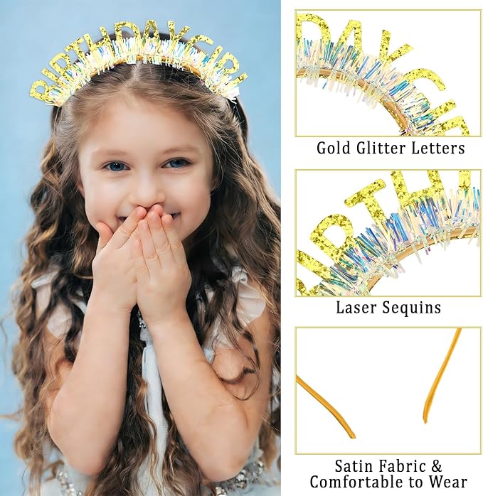 CIEHER Birthday Girl Headband Birthday Crown - Image 4