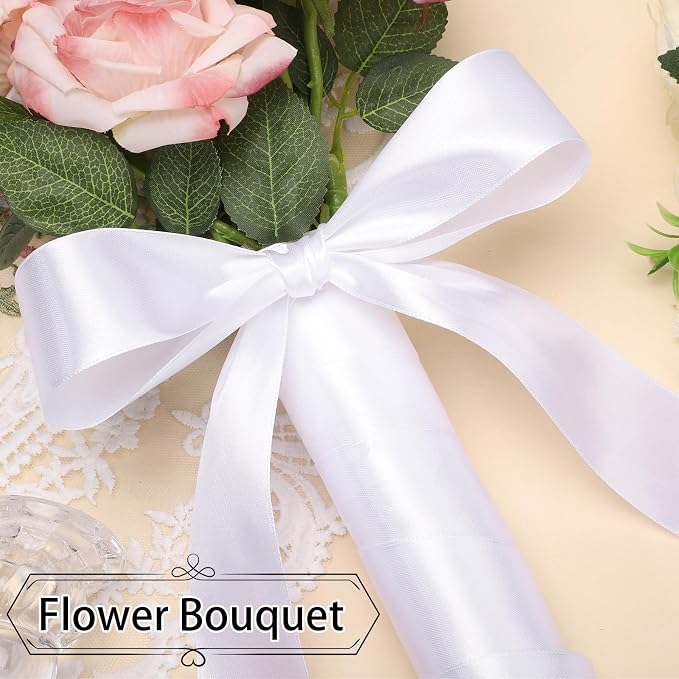 woric White Satin Ribbon 1 1/2 Inch 60 Yards Gift Ribbon | Single-sided - Image 4