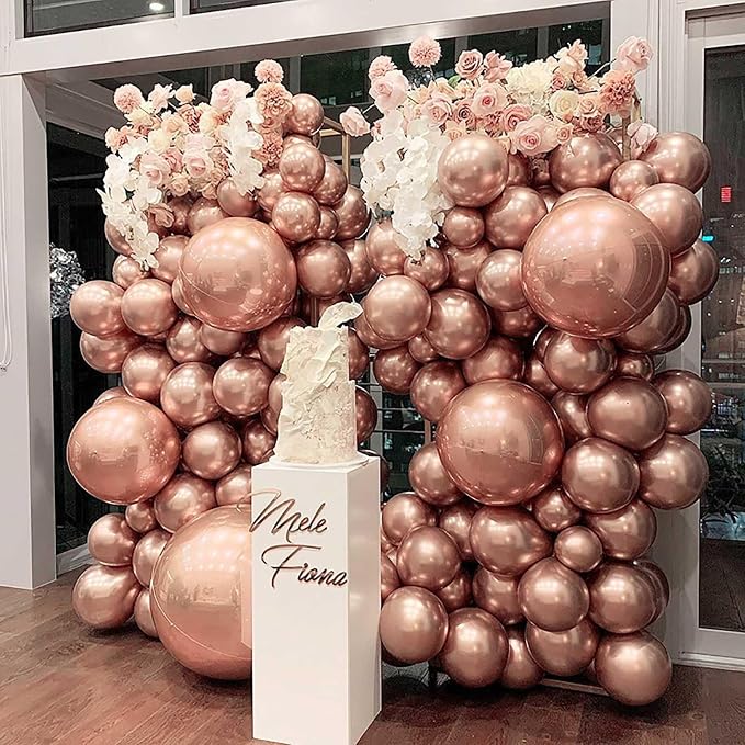 Metallic Rose Gold Balloons 18 Inch 24 Pack Matte Helium Latex Round Balloons - Image 3
